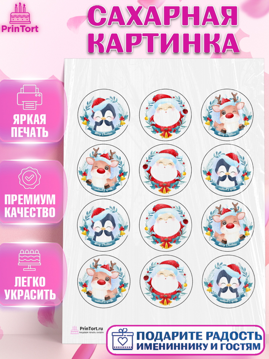 Сахарная картинка Новый год Капк 5 Сахарная картинка, Новый год, Девочка, арт. PT100356