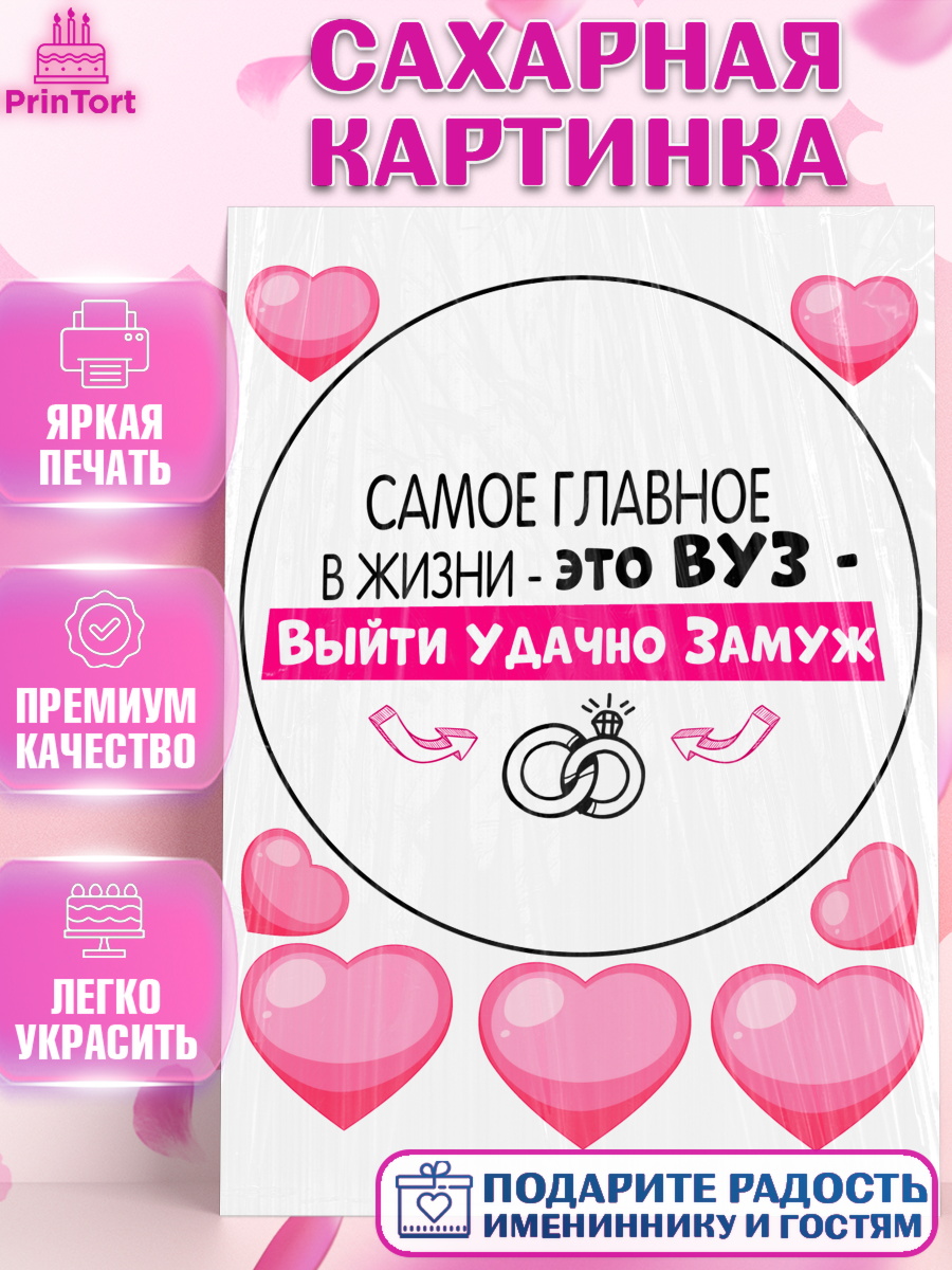 Сахарная картинка Девичник Круг Сахарная картинка, Девичник, Сердце, цветы, кольцо, подарок, бокалы, Девочка, арт. PT117757