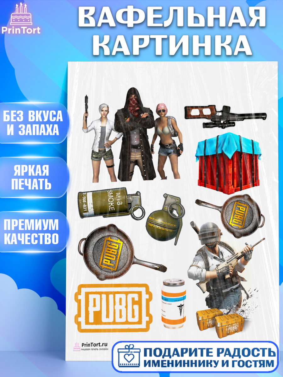 Вафельная картинка на торт ПАБГ мальчику в день рождения Вафельная картинка, ПАБГ, PUBG, Мальчик, День рождения, арт. PT202924