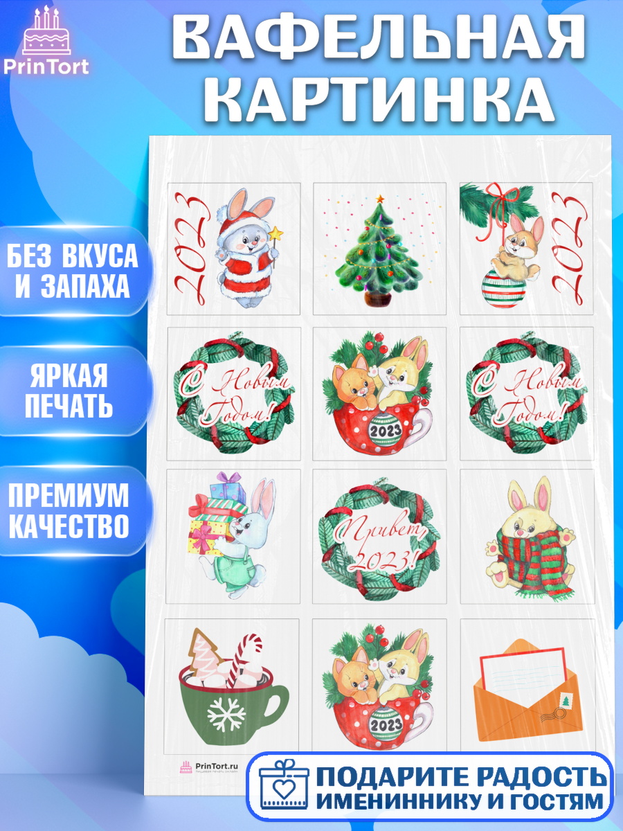Вафельная картинка Новый год Капк 6 Вафельная картинка, Новый год, Девочка, арт. PT206898