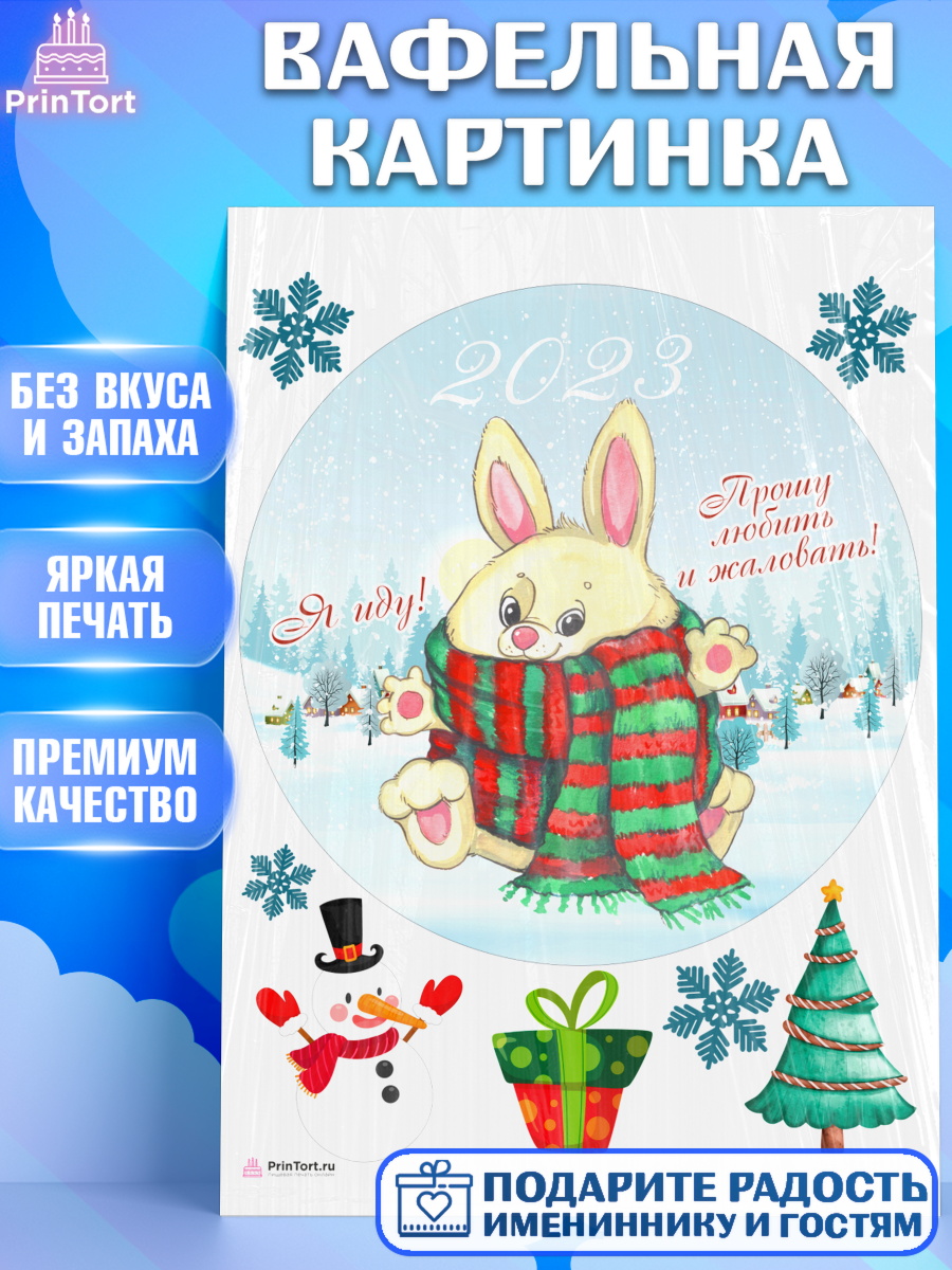 Вафельная картинка Новый год Круг Вафельная картинка, Новый год, Девочка, арт. PT206923