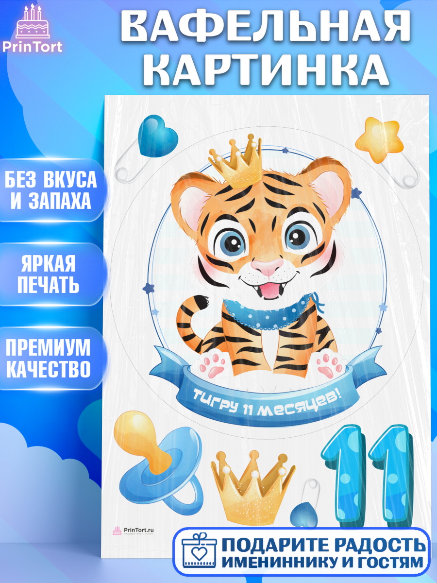 Вафельная картинка на торт Мальчику 11 мес в день рождения Вафельная картинка, Мальчику 11 мес, Мальчик, 11 месяцев, День рождения, арт. PT208173