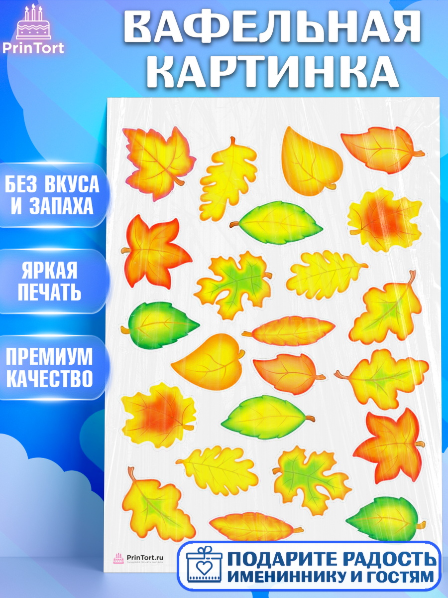 Вафельная картинка на торт Листья ребёнку в день рождения Вафельная картинка, Листья, Украшение для торта, Декор выпечки, Девочка, День рождения, арт. PT208552