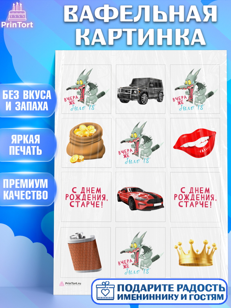 Вафельная картинка Девушке Капк 6 Вафельная картинка, Девушке, Вчера же было 18, Девочка, День рождения, арт. PT210635