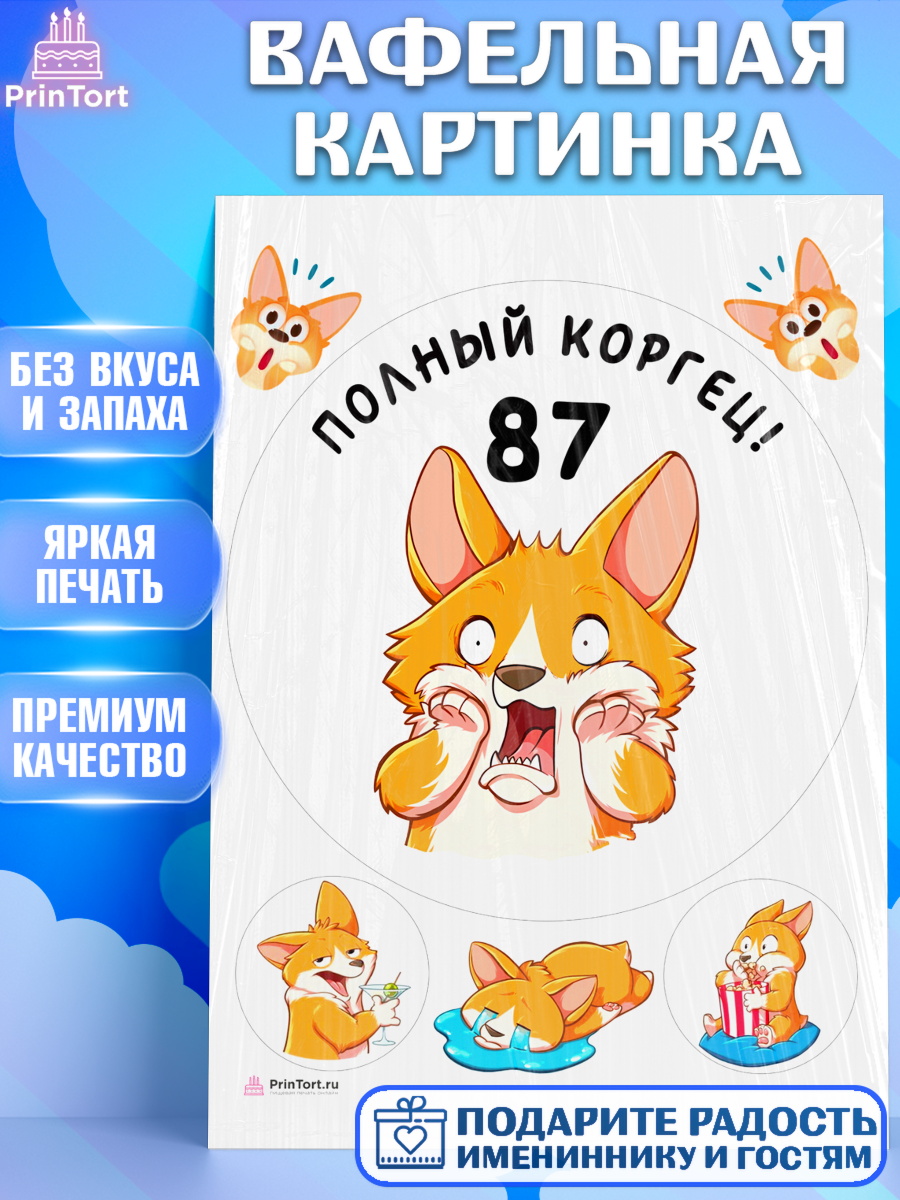 Вафельная картинка с днем рождения Круг Вафельная картинка, с днем рождения, Девушка, 87 лет, День рождения, арт. PT212268