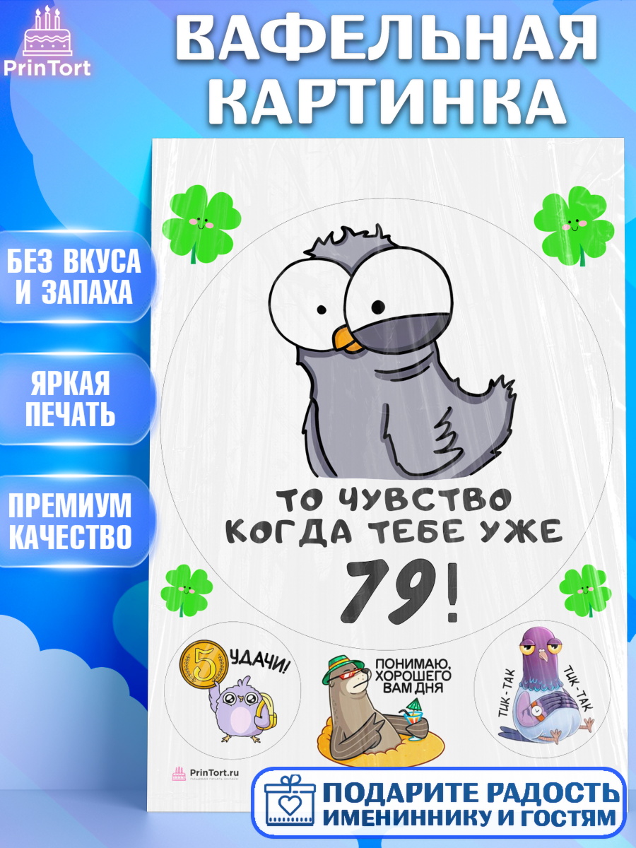 Вафельная картинка с днем рождения Круг Вафельная картинка, с днем рождения, Девушка, 79 лет, День рождения, арт. PT212402