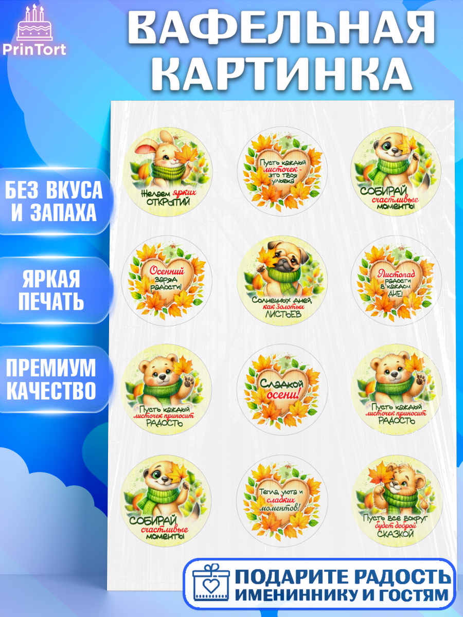 Вафельная картинка День Рождения Капк 5 Вафельная картинка, День рождения, осень, осенняя пора, листья, девочка, осенние листья, арт. PT220229