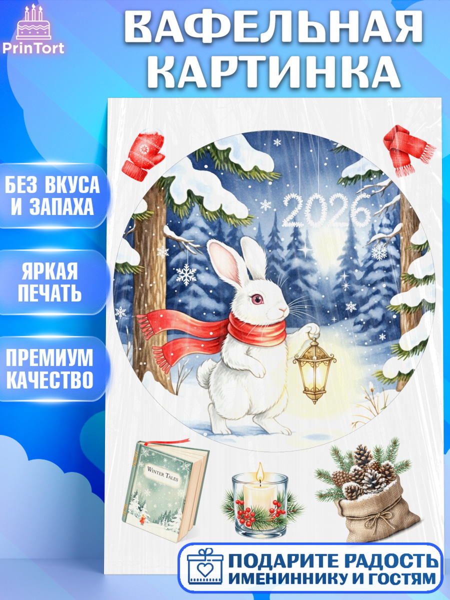 Вафельная картинка Новый Год Круг Вафельная картинка, Новый год, 2026, лошадь, лошадка, Ёлка, год лошади, новогодние игрушки, звери, арт. PT221871