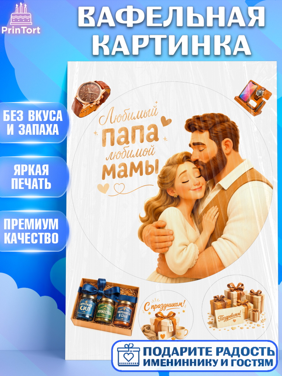 Вафельная картинка Круг Вафельная картинка, Поздравление папе, Поздравление папы. Поздравление отца. Подарок папе, Мужчина, арт. PT223375