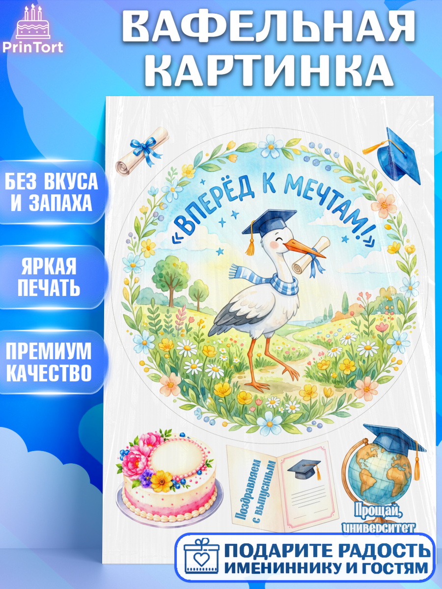 Вафельная картинка Круг Вафельная картинка, Выпускной в университете, арт. PT223520