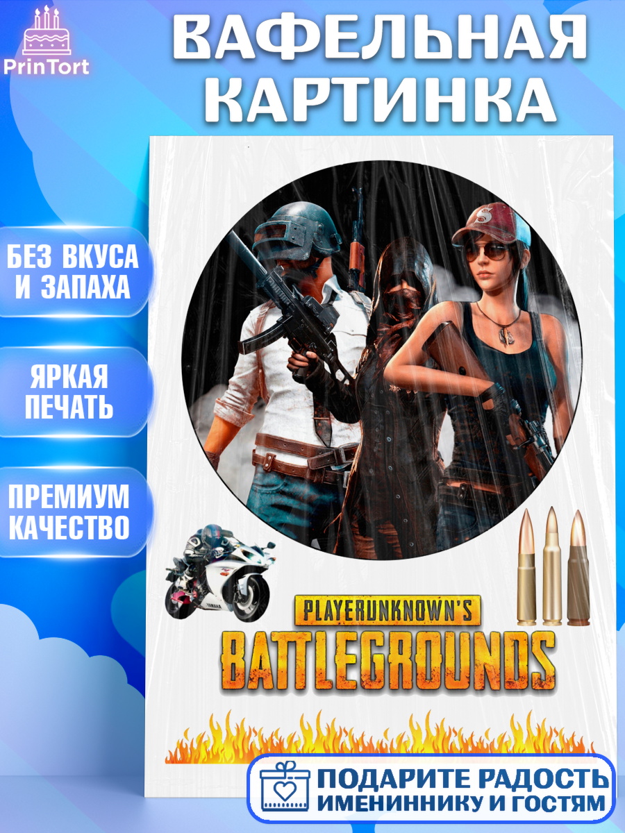 Вафельная картинка ПАБГ Фигурный декор Вафельная картинка, ПАБГ, PUBG Buttlegrounds, Мальчик, День рождения, арт. PT225533