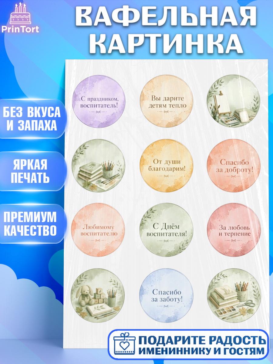Вафельная картинка на торт День Воспитателя ребёнку день воспитателя Вафельная картинка, День Воспитателя, Мальчик, арт. PT227411