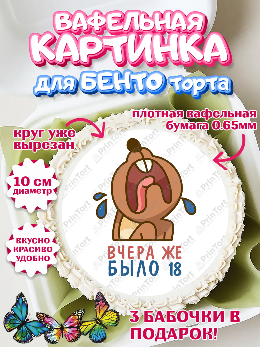 Вафельный круг для Бенто 10см Девушке Круг Вафельный круг для Бенто 10см, Девушке, Вчера же было 18, Девочка, День рождения, арт. PT310621