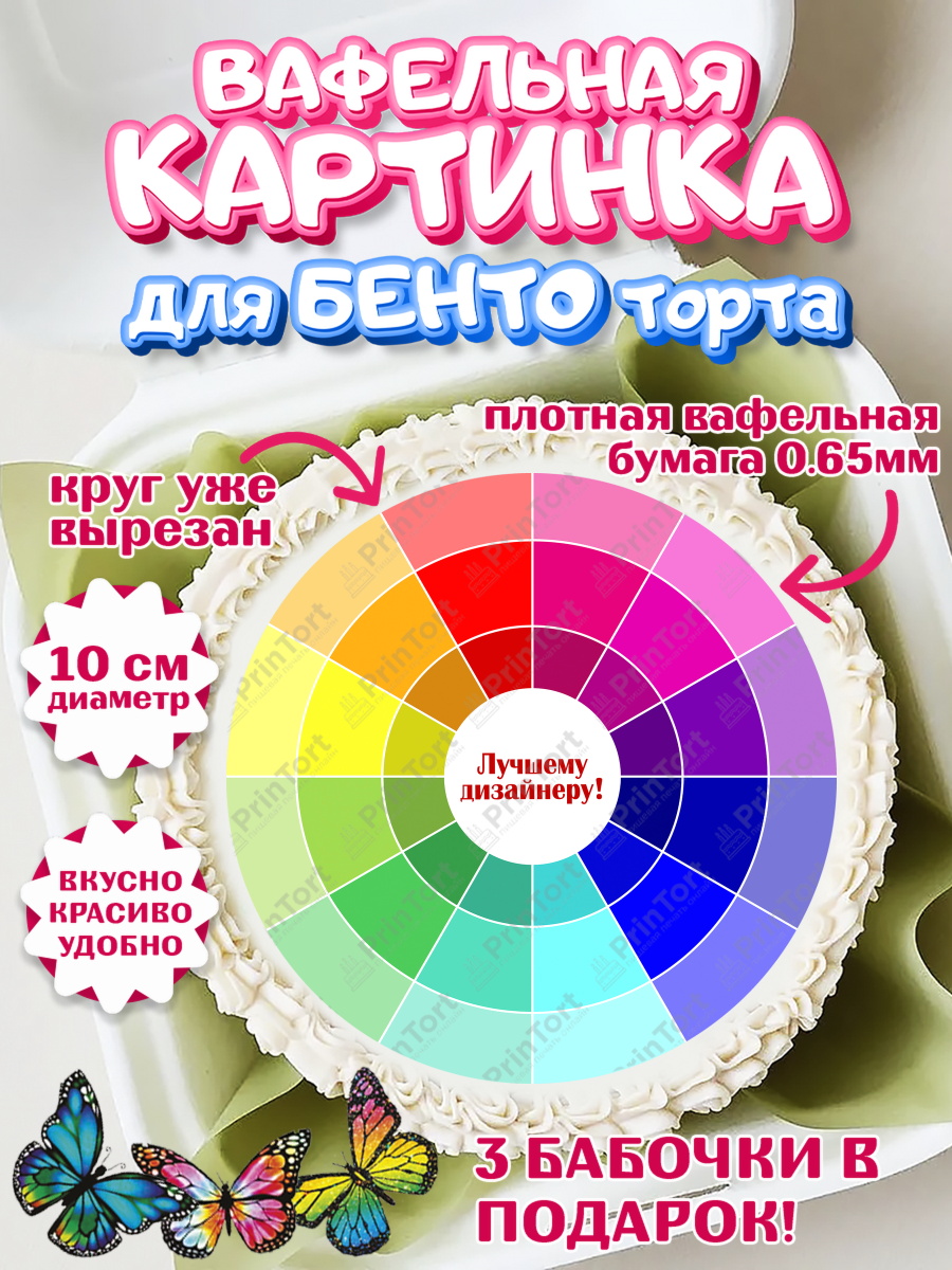 Вафельный круг для Бенто 10см Художнику-Дизайнеру Круг Вафельный круг для Бенто 10см, Художнику-Дизайнеру, кисти, краски, мольберт, пейзаж, палитра, арт. PT317975