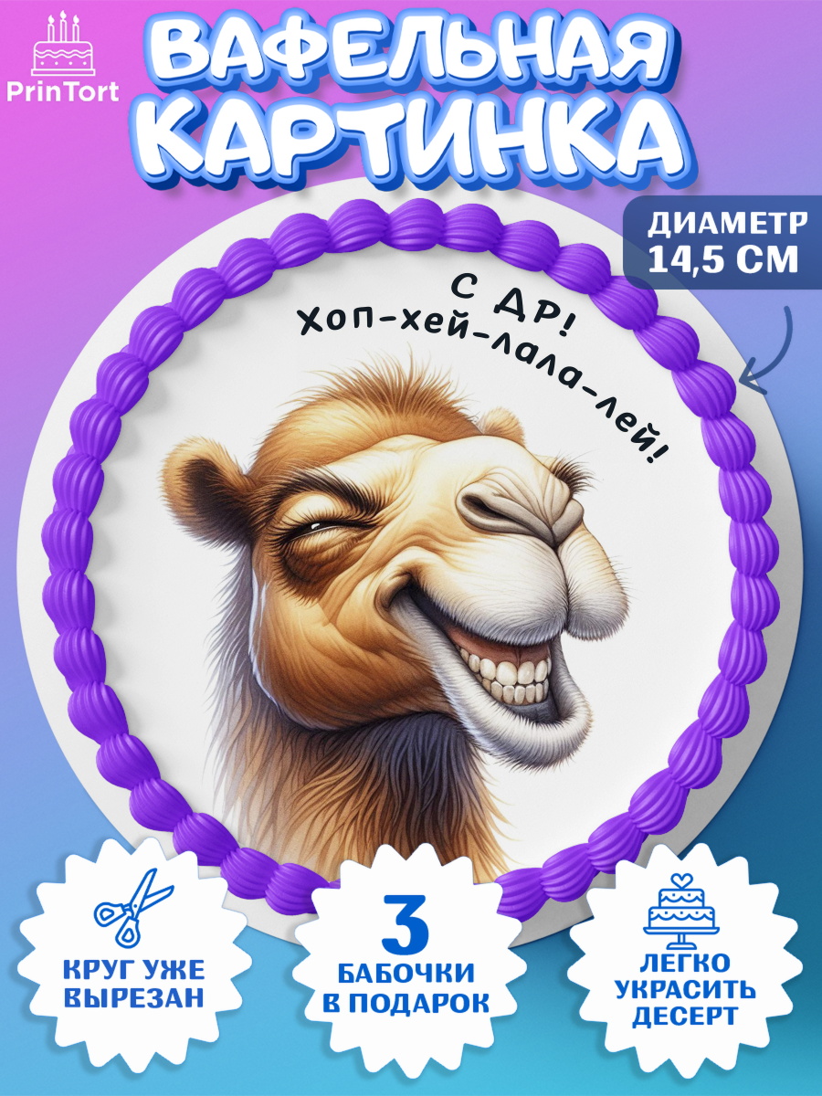 Вафельный круг 14.5см Прикольные животные Круг Вафельный круг 14.5см, Прикольные животные, звери, животные, забавные животные, Девочка, арт. PT618450