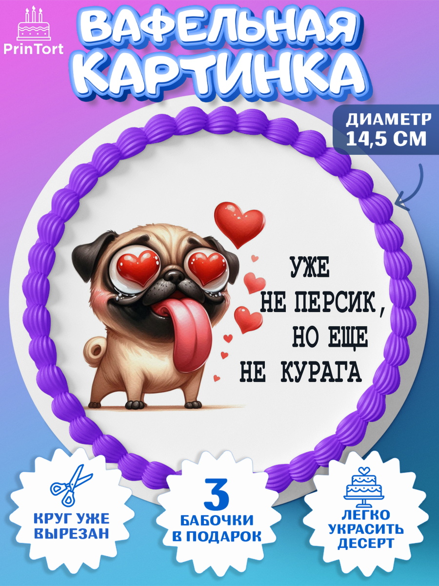 Вафельный круг 14.5см Прикольная Круг Вафельный круг 14.5см, Прикольная, приколы, мемы, Девочка, День рождения, арт. PT620096