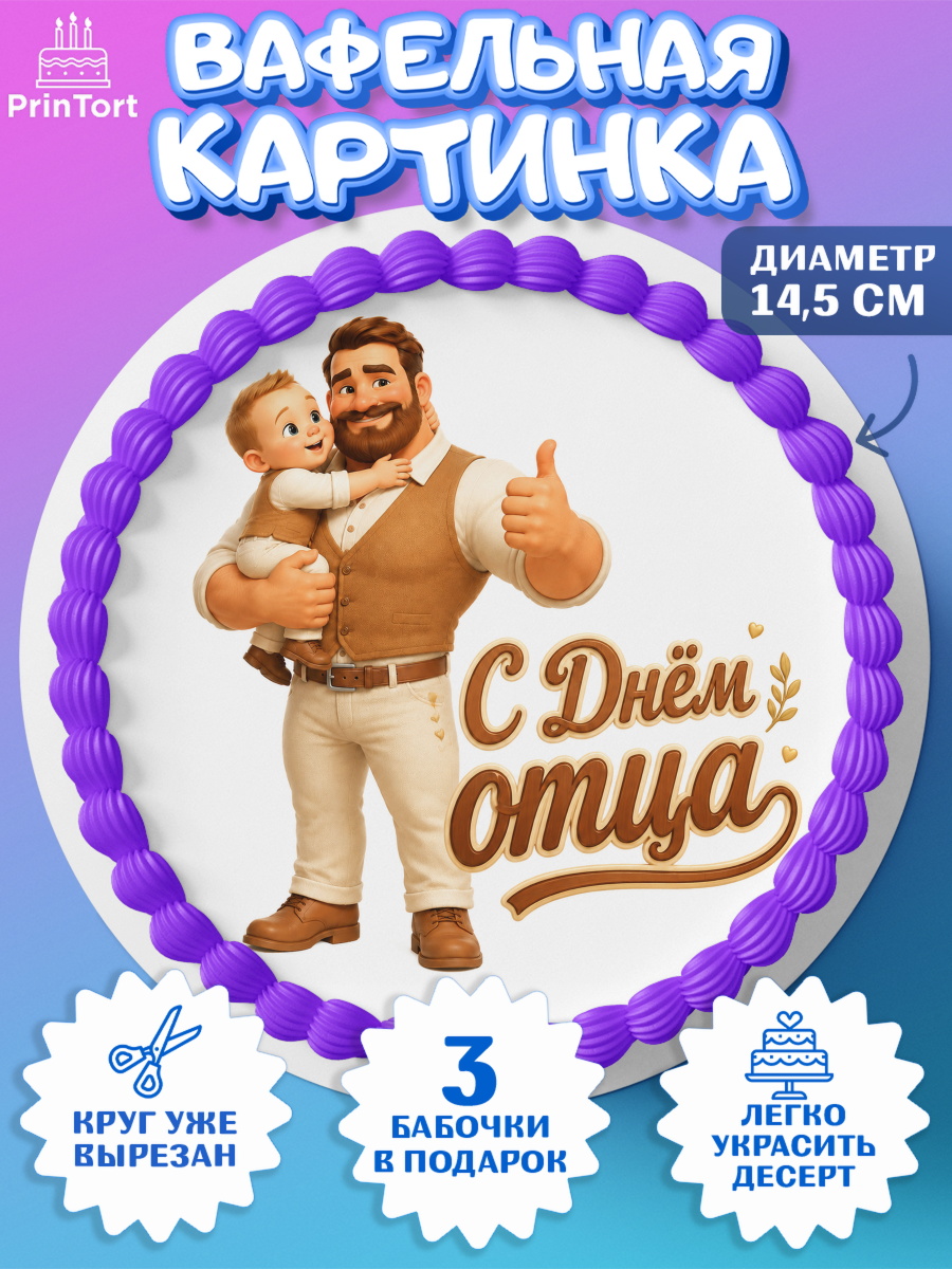 Вафельный круг 14.5см Круг Вафельный круг 14.5см, День Отца, Поздравление с Днем Отца, Мужчина, арт. PT623358
