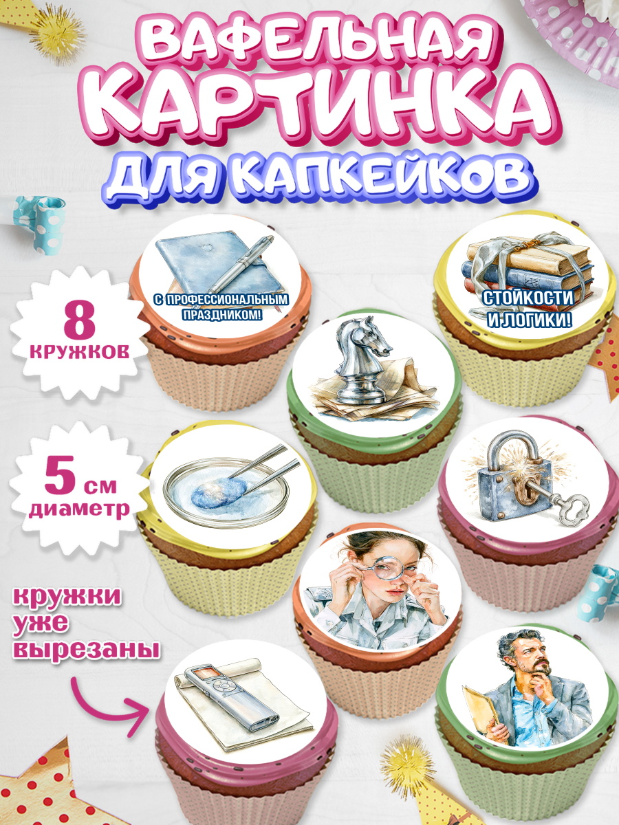 Вафельная картинка для капкейков Капк 5 Вафельная картинка для капкейков, День Следователя, Поздравление с Днём Следователя, Девушка, арт. PT823648_1