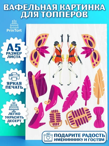 Топперы тонкая вафля, Девушке, Девочка, День рождения, арт. PT0106995