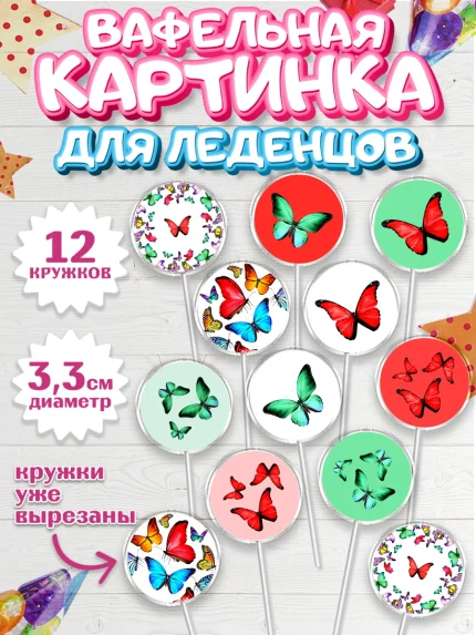 Вафельная картинка для леденцов 3,5см, с днем рождения, Юбилей, Девочка, День рождения, арт. PL101490