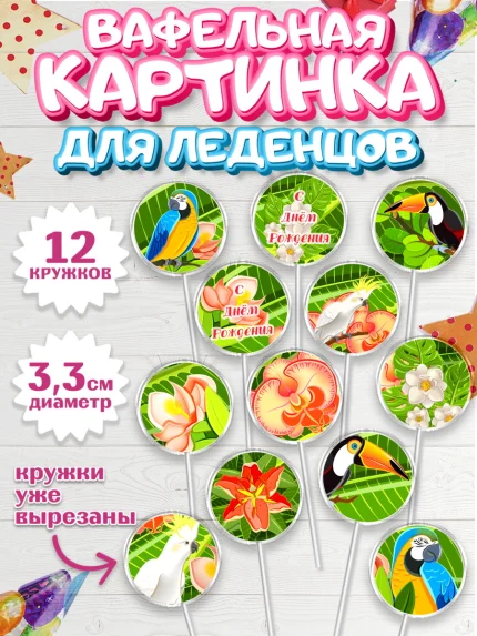 Вафельная картинка для леденцов 3,5см, Путешествия, Путешественник, Девочка, День рождения, арт. PL102362