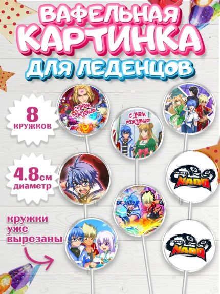 Вафельная картинка для леденцов 4,5см, Инфинити Надо, Infinity Nado, Мальчик, День рождения, арт. PL205329_2