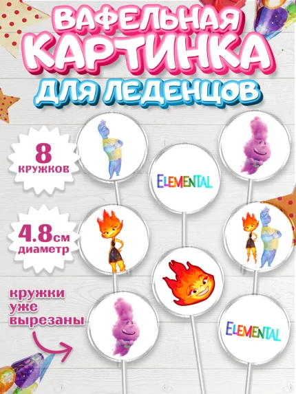 Вафельная картинка для леденцов 4,5см, Элементарно, Девочка, День рождения, арт. PL213486_1