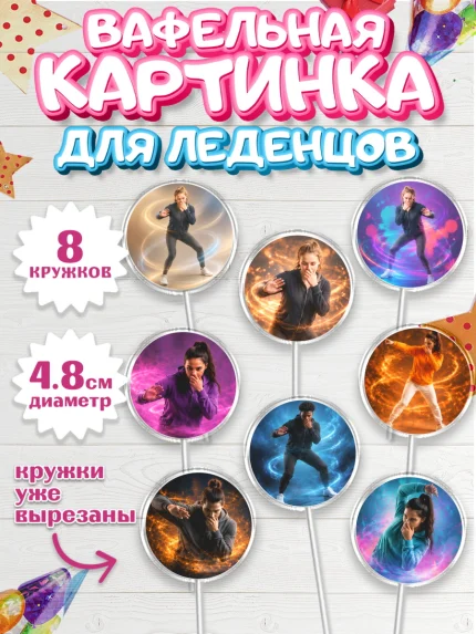 Вафельная картинка для леденцов 4,5см, Скуба танец, Мем Скуба Танец, Scuba Dance, Девочка, арт. PL224496_1