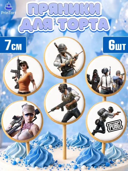 Пряники с пищевой печатью масматрица, ПАБГ, PUBG, Мальчик, День рождения, арт. PP202926_1