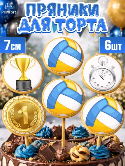 Пряники с пищевой печатью масматрица, Волейбол, Волейболист, Мальчик, День рождения, арт. PP204757_1