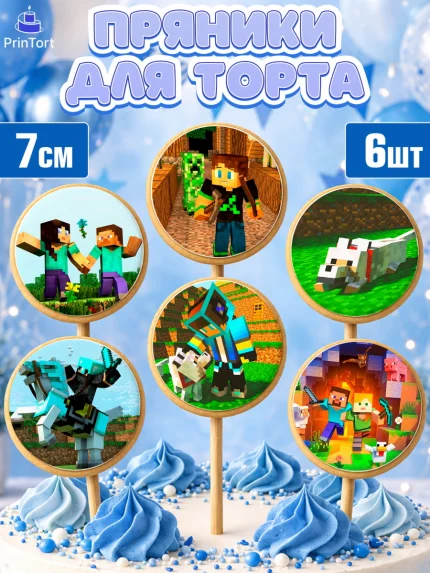 Пряники с пищевой печатью масматрица, Майнкрафт, Minecraft, Мальчик, День рождения, арт. PP205729_2