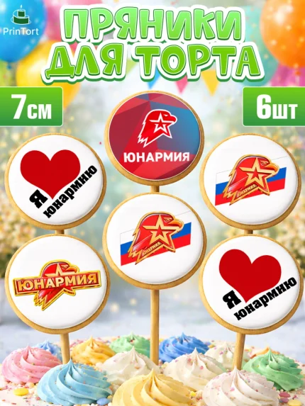 Пряники с пищевой печатью масматрица, Юнармия, Девочка, День рождения, арт. PP210322_1