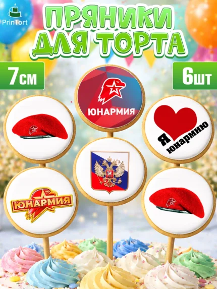 Пряники с пищевой печатью масматрица, Юнармия, Девочка, День рождения, арт. PP210322_2