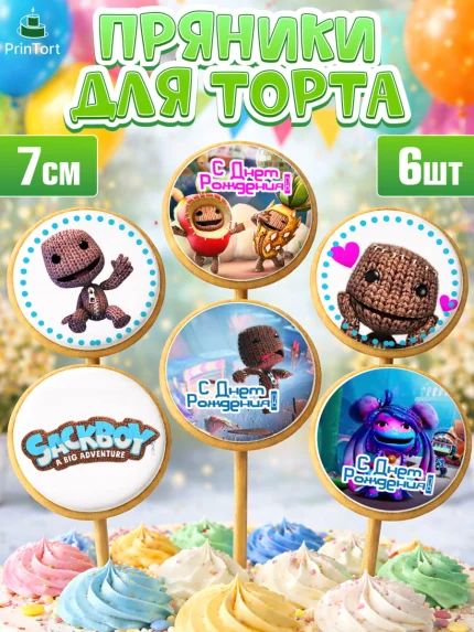 Пряники с пищевой печатью масматрица, Sackboy a big adventute, Sackboy a big adventure, Девочка, арт. PP218123_1