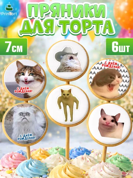 Пряники с пищевой печатью масматрица, Мемы и коты, кот, мемный кот, кошка, приколы, Девочка, арт. PP219322_1