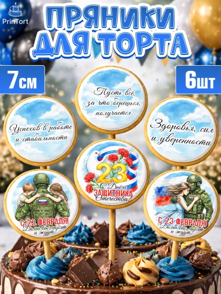 Пряники с пищевой печатью масматрица, 23 февраля, День защитника отечества, военный, мужчина, танк, арт. PP222736_1