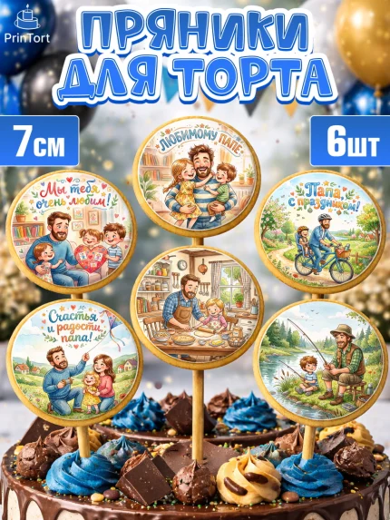 Пряники с пищевой печатью масматрица, Поздравление папе, арт. PP223401_2