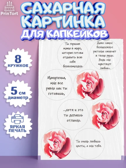 Сахарные капкейки, Маме, любимая Мама, Девочка, День рождения, арт. PT0200350_1