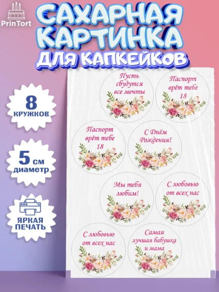 Сахарные капкейки, Бабушка, Девушка, День рождения, арт. PT0200548_1