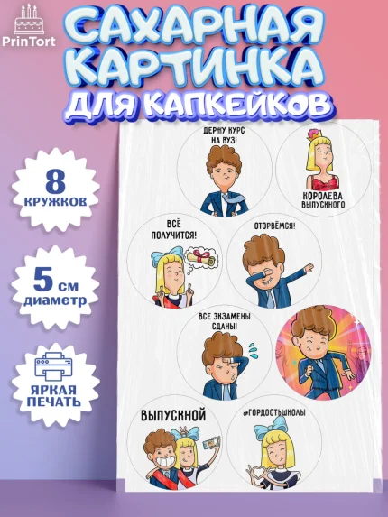 Сахарные капкейки, Выпускной в школе, Школа, Выпускной, Последний звонок, Девочка, арт. PT0200716_1