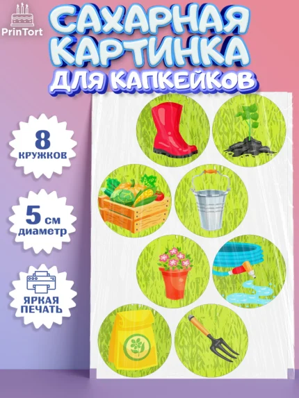 Сахарные капкейки, Огород, Дача, Мальчик, День рождения, арт. PT0203091_1