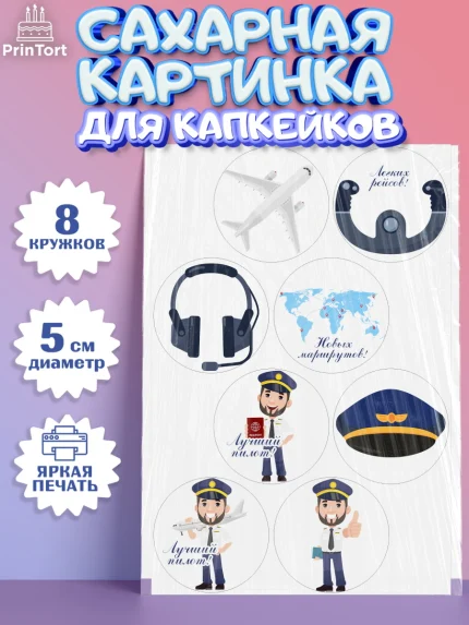 Сахарные капкейки, Авиация, Самолеты, Мальчик, День гражданской авиации, арт. PT0204388_1