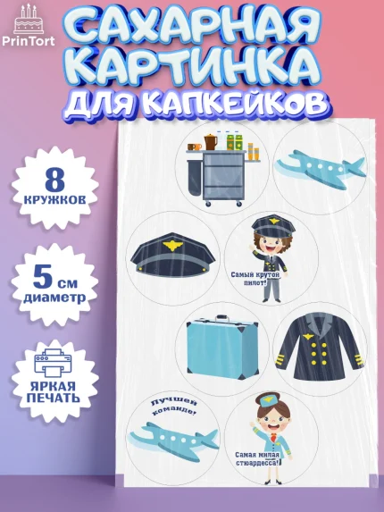 Сахарные капкейки, Авиация, Самолеты, Мальчик, День гражданской авиации, арт. PT0204393_2