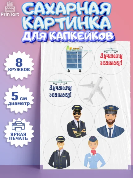 Сахарные капкейки, Авиация, Самолеты, Мальчик, День гражданской авиации, арт. PT0204394_1