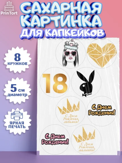 Сахарные капкейки, Девушке 18 лет, Девушка, 18 лет, День рождения, арт. PT0205712_2
