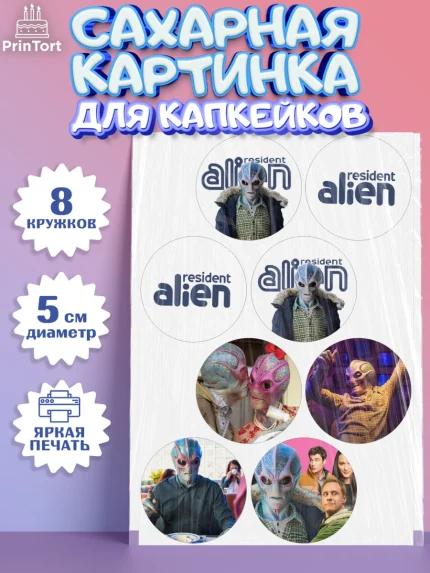 Сахарные капкейки, Засланец из космоса, Девочка, День рождения, арт. PT0210401_1