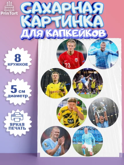 Сахарные капкейки, Эрлинг Холланд, футболист Эрлинг Холланд, Мальчик, День рождения, арт. PT0217109_1