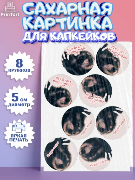 Сахарные капкейки, Енот Педро-педро, Енот, педро-педро, танцующий енот, Девочка, День рождения, арт. PT0218480_1