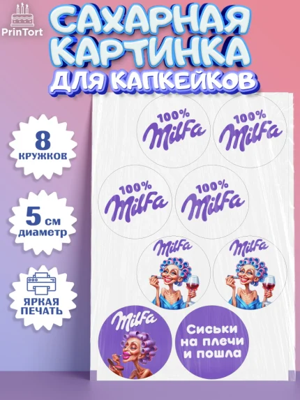 Сахарные капкейки, Милфа, Milfa, Девочка, День рождения, арт. PT0219132_1