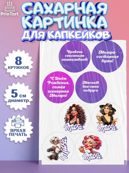 Сахарные капкейки, Милфа, Milfa, Девочка, День рождения, арт. PT0219138_1